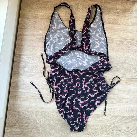 Isabel Marant Swimsuit One Piece Swim Bathing Suit Black Purple Large - Picture 2 of 7